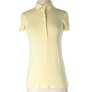 Ann Taylor designer Yellow Short Sleeve Polo Shirt Top S
